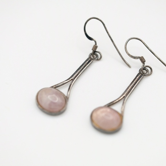 Rose Quartz Dangling Earrings SO CUTE 🙌🏻✨⏰💭🤝⌛️ BOHEMIAN - Picture 8 of 9